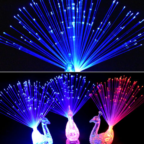 Christmas Decor 1pcs Peacock Finger Light Colorful LED Light-up Rings Party Gadgets Kids Intelligent Toy for Brain Development