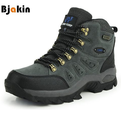 Bjakin Waterproof Mens Hiking Shoes Autumn Winter Climbing Boots High Top Trekking Hunting Shoes Trainers Rubber Unisex