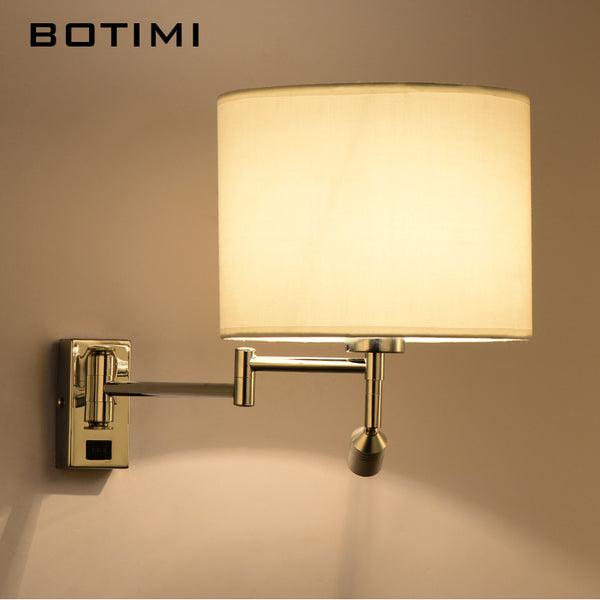 BOTIMI LED Bedside Wall Lamp For Living Room Applique Murale Luminaire Wall Sconce For Bedroom Modern Hotel Project Lighting
