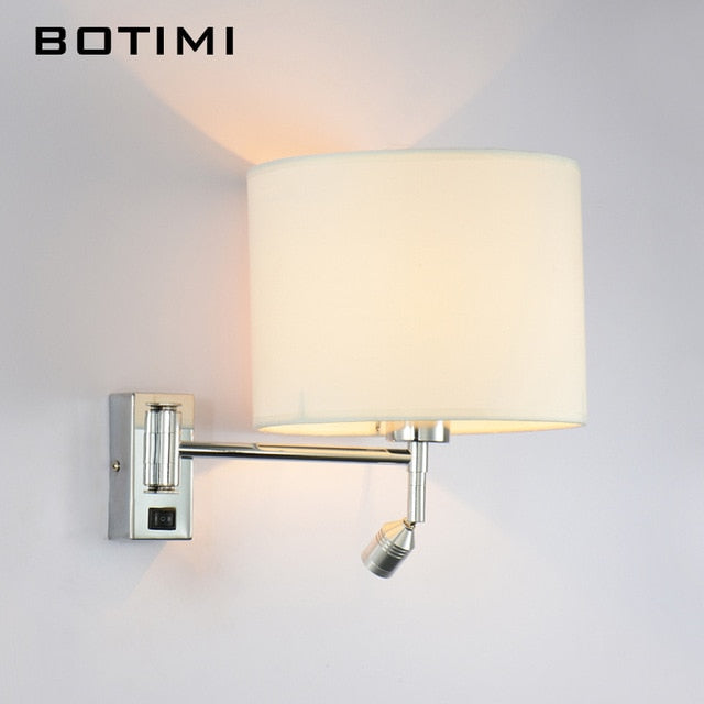 BOTIMI LED Bedside Wall Lamp For Living Room Applique Murale Luminaire Wall Sconce For Bedroom Modern Hotel Project Lighting