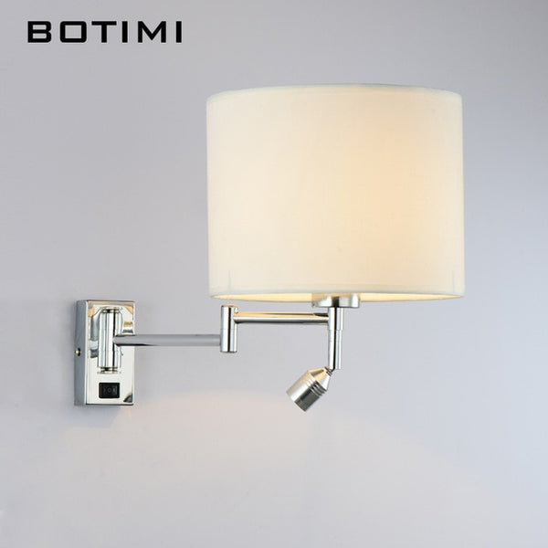 BOTIMI LED Bedside Wall Lamp For Living Room Applique Murale Luminaire Wall Sconce For Bedroom Modern Hotel Project Lighting