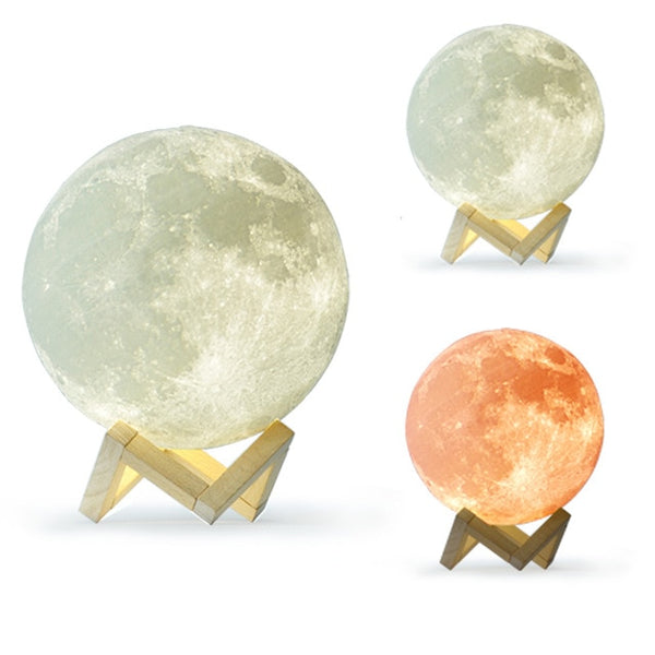 New Dropship  3D Print Moon Lamp Colorful Change Touch Usb Led Night Light Home Decor Creative Gift