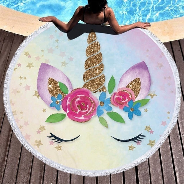 Cartoon Unicorn 150cm Round Beach