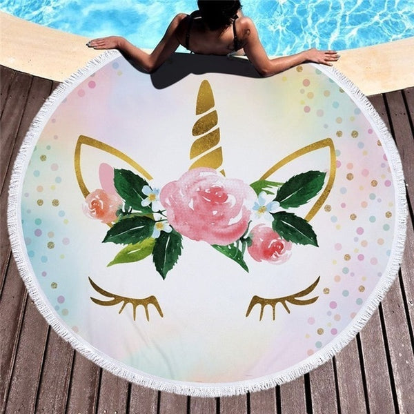 Cartoon Unicorn 150cm Round Beach