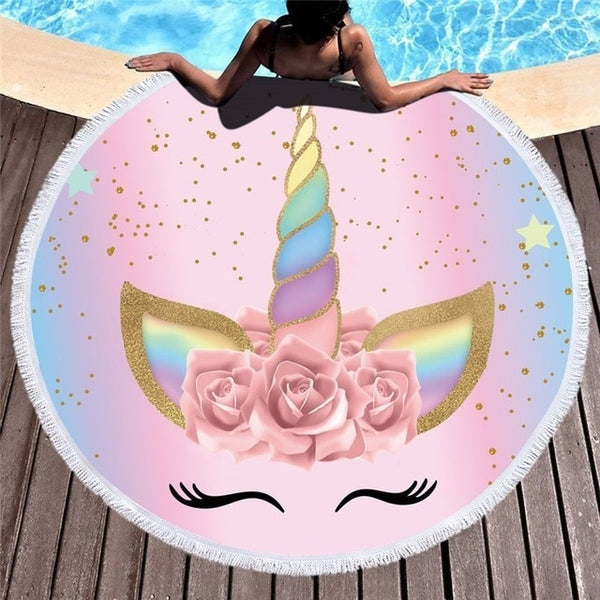 Cartoon Unicorn 150cm Round Beach