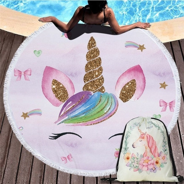 Cartoon Unicorn 150cm Round Beach