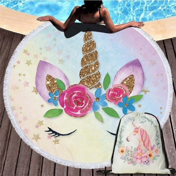 Cartoon Unicorn 150cm Round Beach