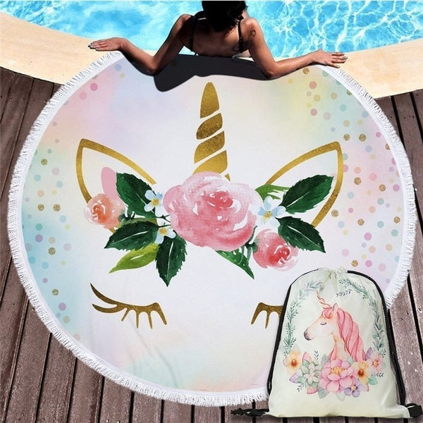 Cartoon Unicorn 150cm Round Beach