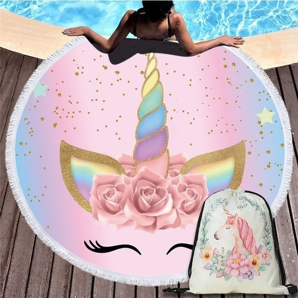 Cartoon Unicorn 150cm Round Beach