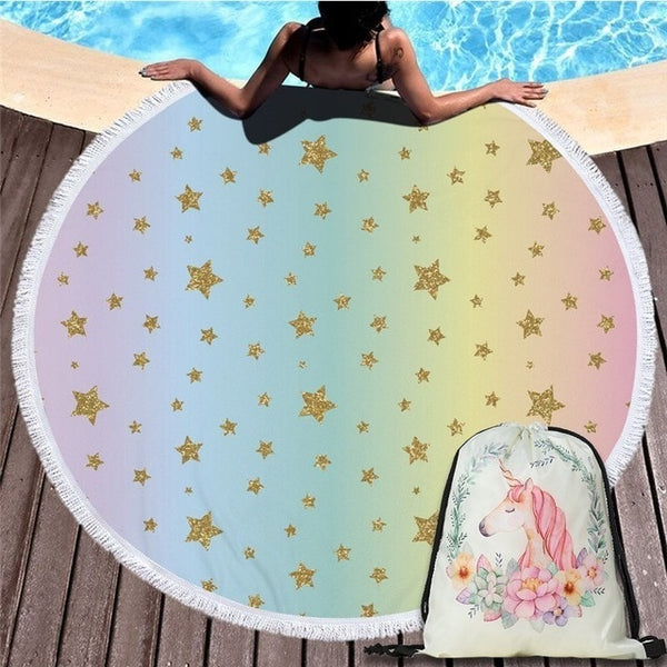 Cartoon Unicorn 150cm Round Beach