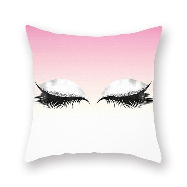 Elegant Golden Pink Eyelash Style Cushion