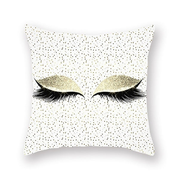 Elegant Golden Pink Eyelash Style Cushion