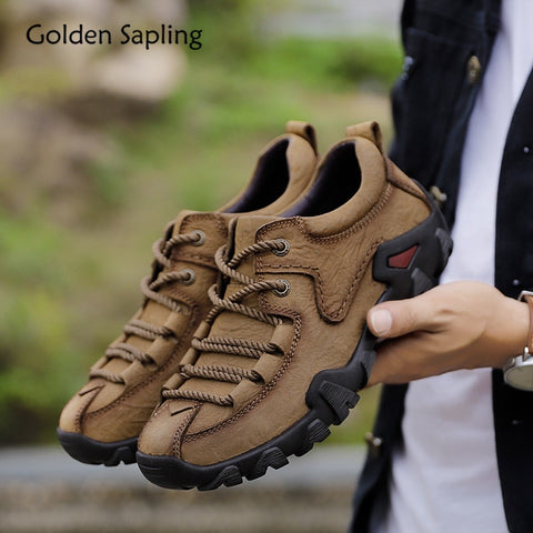 Golden Sapling Men's Tactical Boots Genuine Leather Men Outdoor Shoes Breathable Sneaker Mountain Hiking Shoes Men Hunting Boots