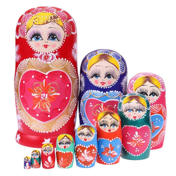 5Pcs/Set Basswood Russian Matryoshka Dolls Bear Ear Nesting Dolls Gift Russian Traditional Feature Ethnic Style Unisex Dolls