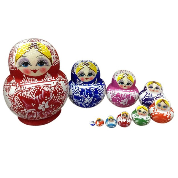 5Pcs/Set Basswood Russian Matryoshka Dolls Bear Ear Nesting Dolls Gift Russian Traditional Feature Ethnic Style Unisex Dolls