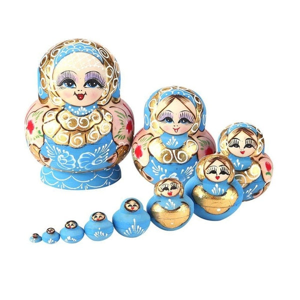 5Pcs/Set Basswood Russian Matryoshka Dolls Bear Ear Nesting Dolls Gift Russian Traditional Feature Ethnic Style Unisex Dolls