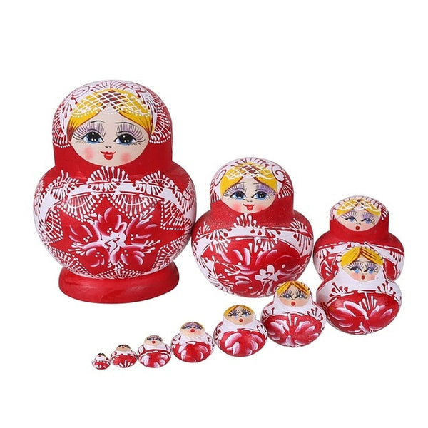 5Pcs/Set Basswood Russian Matryoshka Dolls Bear Ear Nesting Dolls Gift Russian Traditional Feature Ethnic Style Unisex Dolls