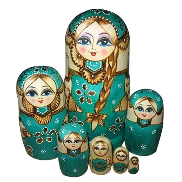 5Pcs/Set Basswood Russian Matryoshka Dolls Bear Ear Nesting Dolls Gift Russian Traditional Feature Ethnic Style Unisex Dolls