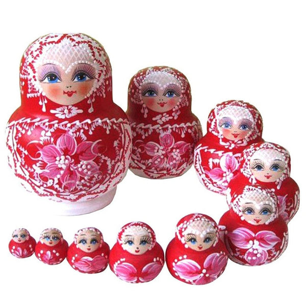 5Pcs/Set Basswood Russian Matryoshka Dolls Bear Ear Nesting Dolls Gift Russian Traditional Feature Ethnic Style Unisex Dolls
