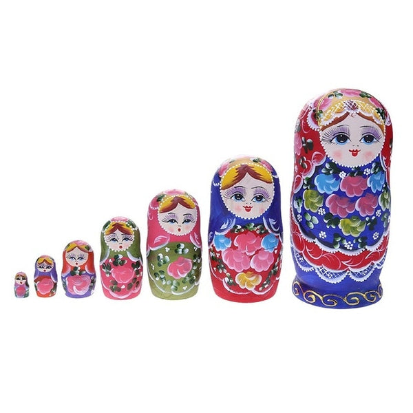 5Pcs/Set Basswood Russian Matryoshka Dolls Bear Ear Nesting Dolls Gift Russian Traditional Feature Ethnic Style Unisex Dolls