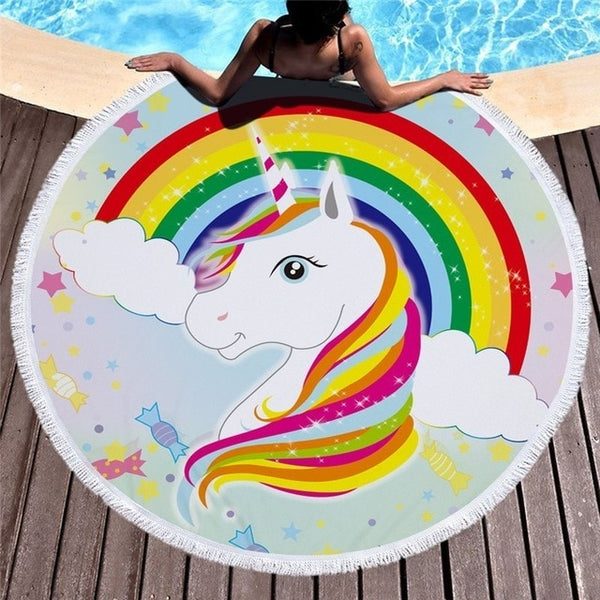 Cartoon Unicorn 150cm Round Beach