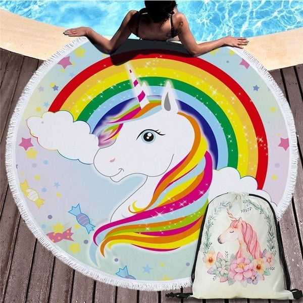 Cartoon Unicorn 150cm Round Beach