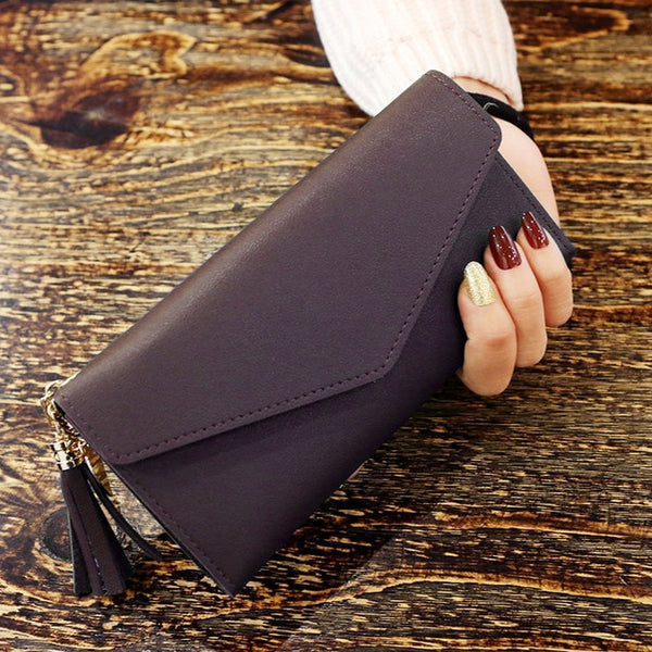2019 Fashion Womens Wallets Simple Zipper Purses Black White Gray Red Long Section Clutch Wallet Soft PU Leather Money Bag
