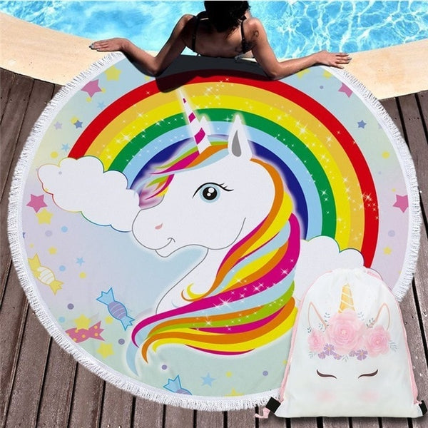 Cartoon Unicorn 150cm Round Beach