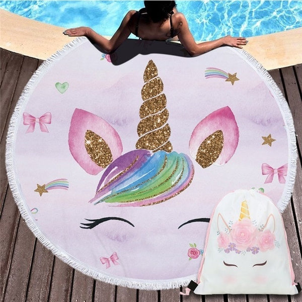 Cartoon Unicorn 150cm Round Beach