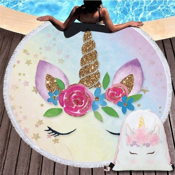 Cartoon Unicorn 150cm Round Beach