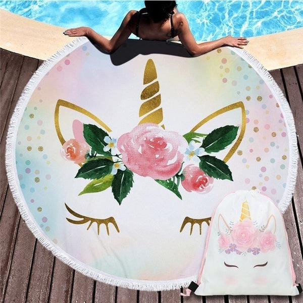 Cartoon Unicorn 150cm Round Beach