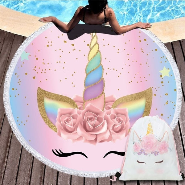 Cartoon Unicorn 150cm Round Beach