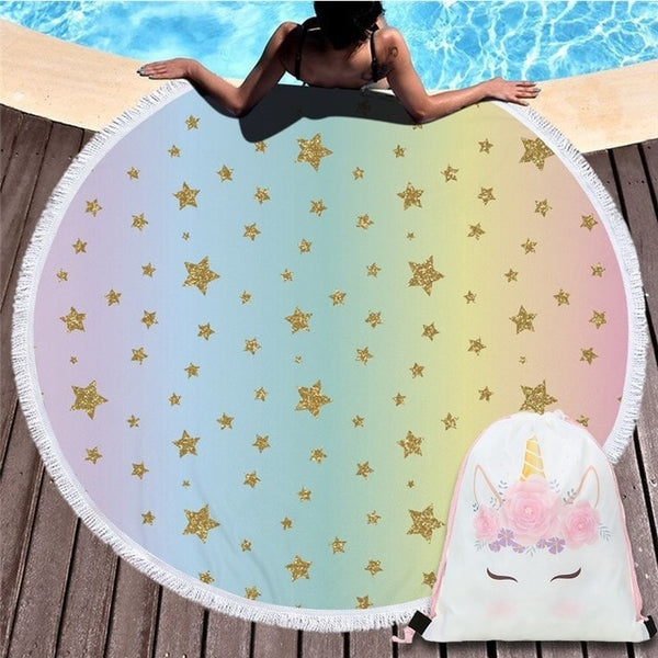 Cartoon Unicorn 150cm Round Beach