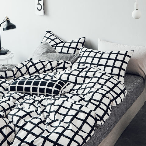 Grid stripes duvet cover pillowcase