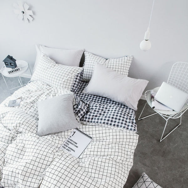 Grid stripes duvet cover pillowcase
