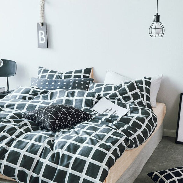 Grid stripes duvet cover pillowcase