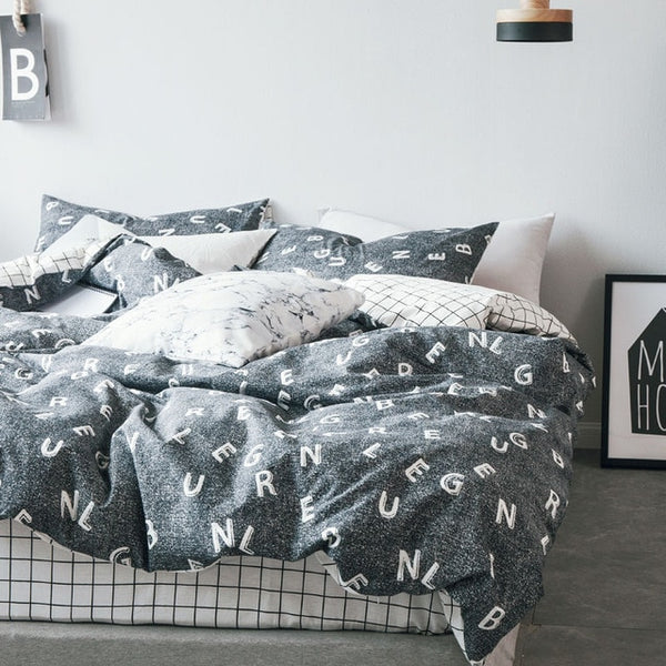 Grid stripes duvet cover pillowcase