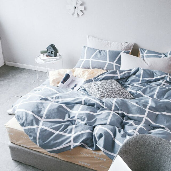 Grid stripes duvet cover pillowcase