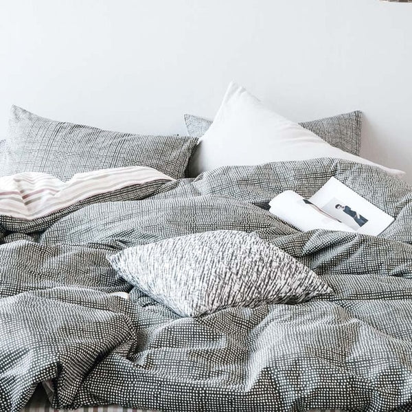 Grid stripes duvet cover pillowcase