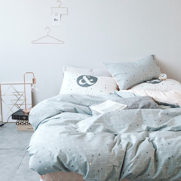 Grid stripes duvet cover pillowcase