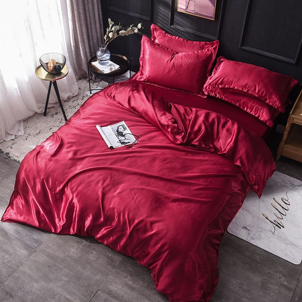 100% pure satin silk bedding set