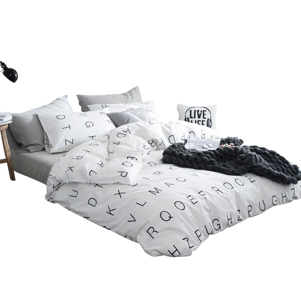 The letter printing duvet cover pillowcase