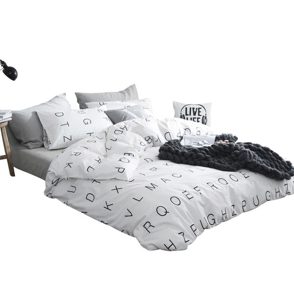The letter printing duvet cover pillowcase