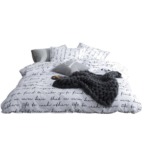 The letter printing duvet cover pillowcase