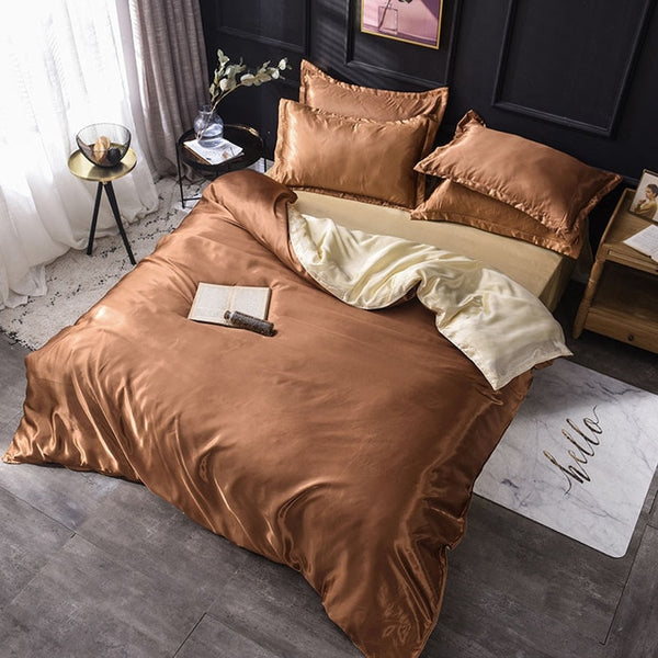 100% pure satin silk bedding set