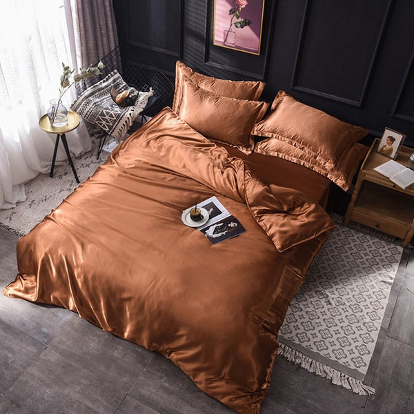 100% pure satin silk bedding set