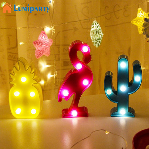 Adeeing 3D Desk Lamp Cartoon Pineapple/Flamingo/Cactus Modeling Table Night Light LED Lamp Home Office Decoration Gifts